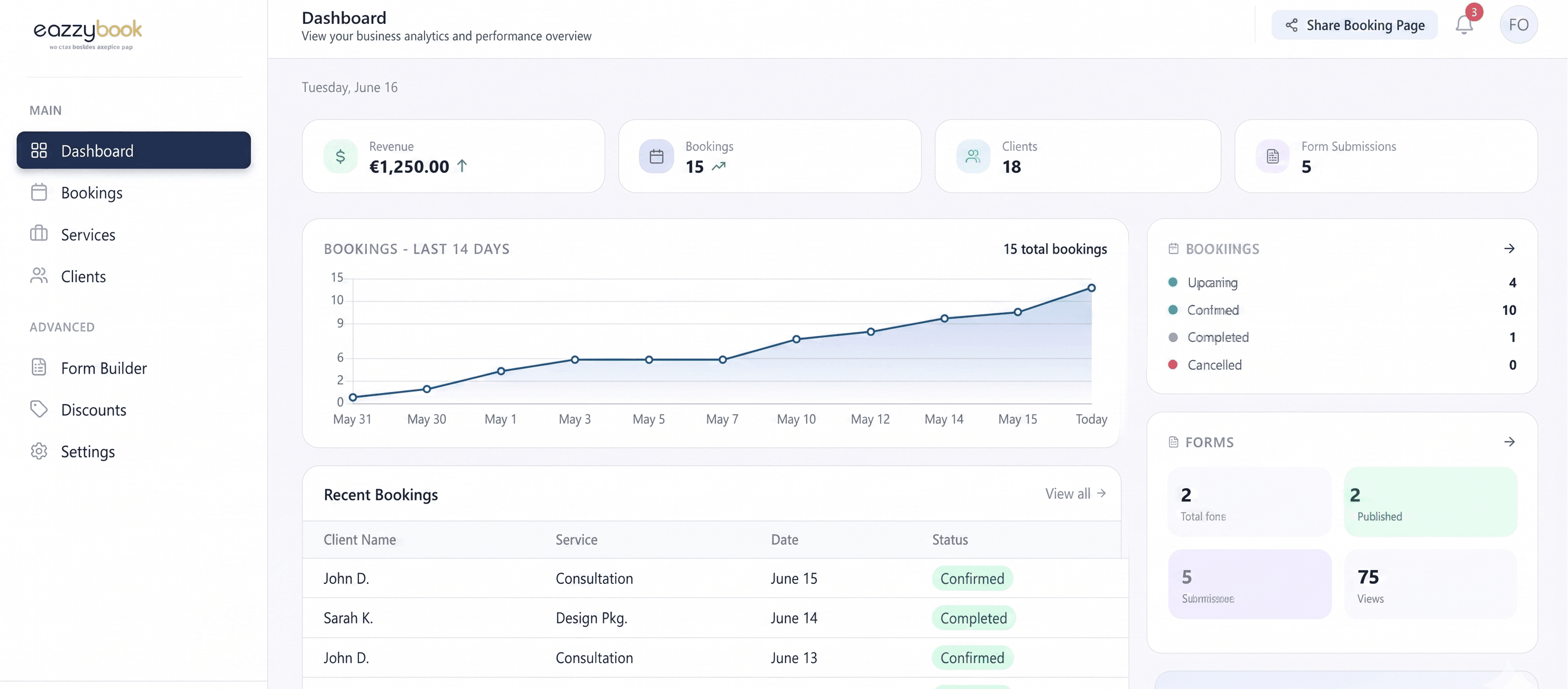 EazzyBook Dashboard Preview